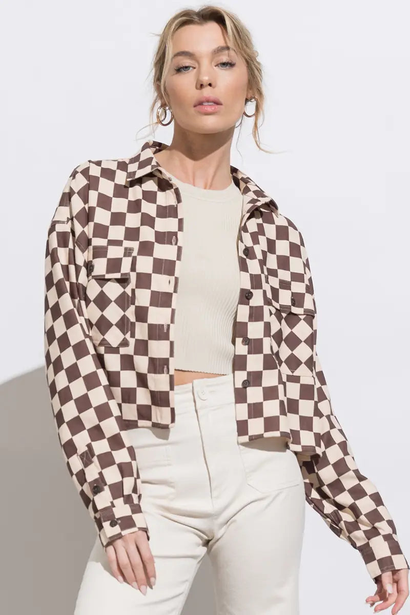 Checkered Crop Jacket