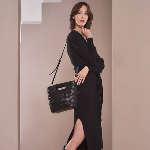 Melie Bianco Robbie Top Handle Bag in Black