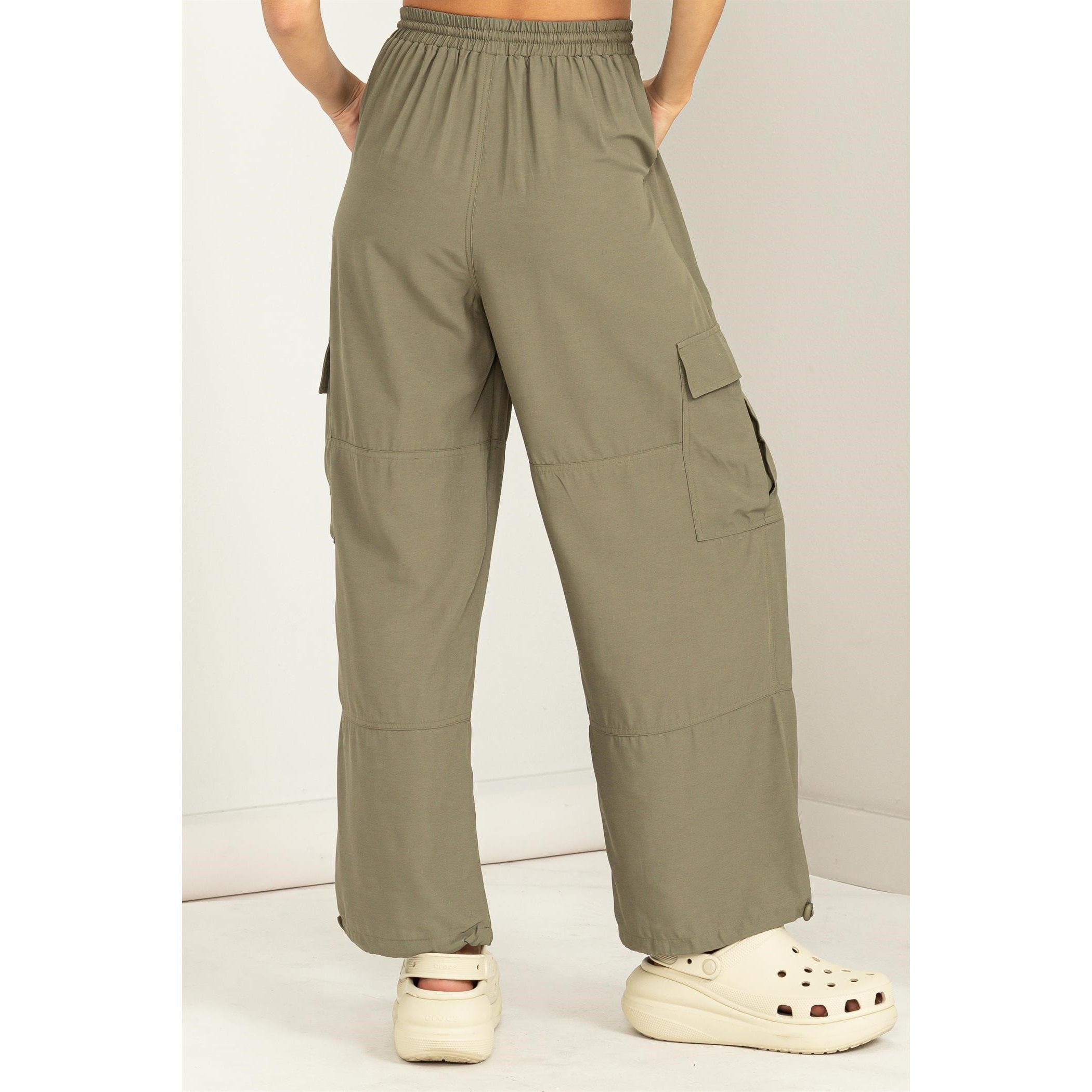 Elastic Waist Slim Flare Contrast Stitch Cargo Pants | boohooMAN USA